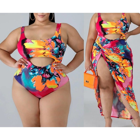 Plus Size Swimsuit One-piece Cover-Up Beach Wear - Picture 1 of 6